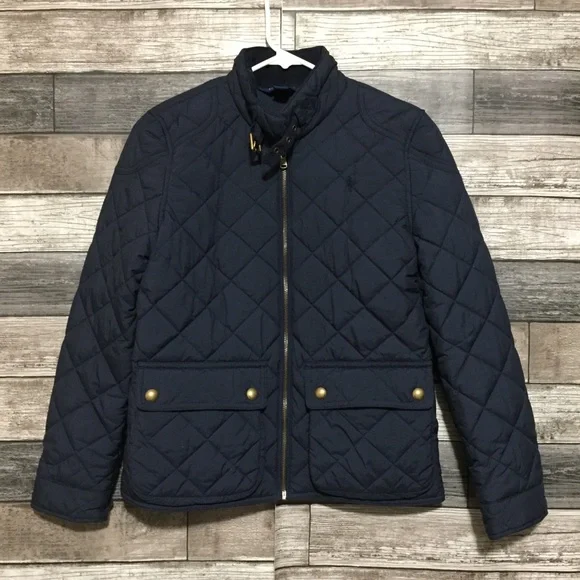 Polo Ralph Lauren Quilted Jacket Boy’s Size L 12-14 Navy Blue Full Zip Pockets - Picture 4 of 8
